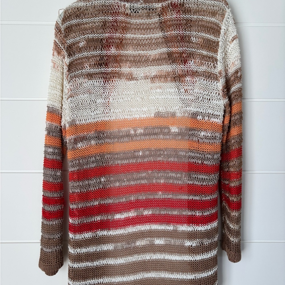 Curio New York Striped Open Front Long Knit Cardigan Sweater Medium - Picture 11 of 14